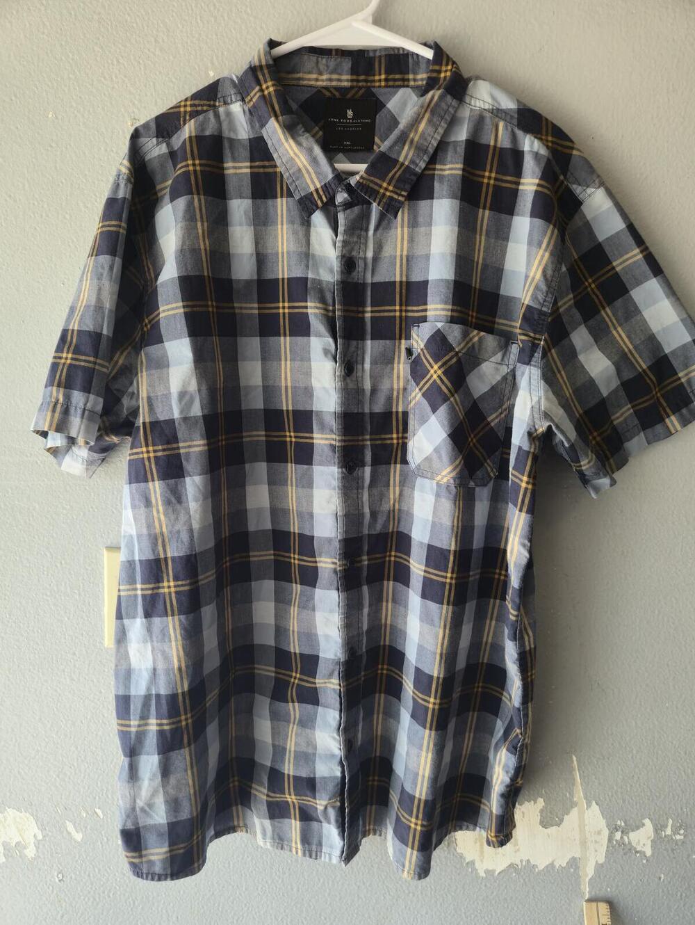 Junk Food Clothing Men's XXL Plaid Short Sleeve Shirt